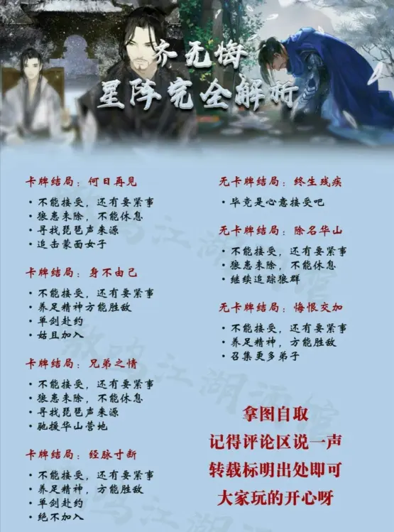 一梦江湖齐无悔浮生星阵的所有结局触发方法解析与攻略分享