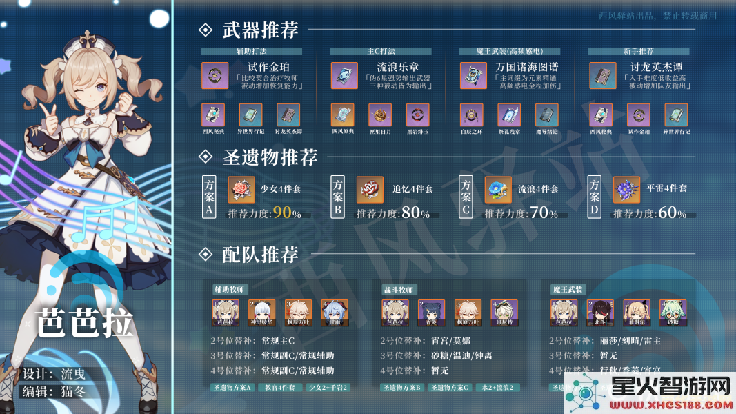 原神琴武器圣遗物推荐