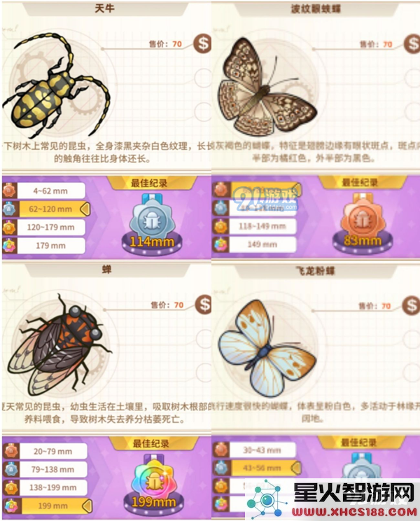 悠长假期手游昆虫图鉴大全 1星-5星昆虫图鉴汇总