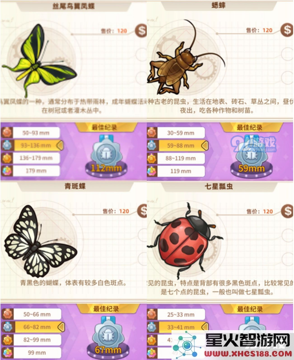 悠长假期手游昆虫图鉴大全 1星-5星昆虫图鉴汇总